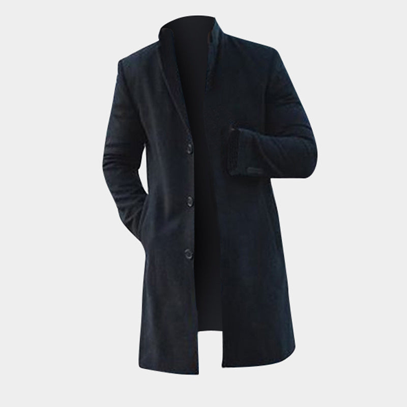 Fashion Winter Men's Trench Long Jackets Coats Overcoat Classic Jackets Solid Slim Fit Outwear Hombre Men Clothes Khaki Black - ARCHSHOPE