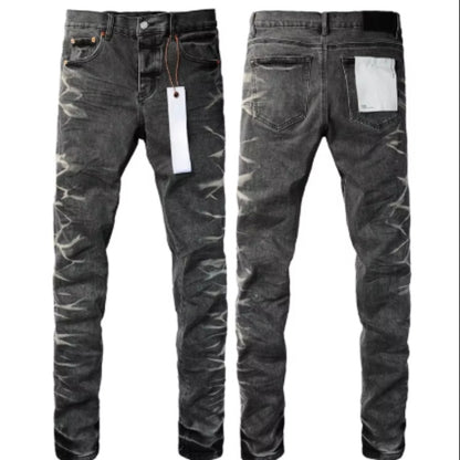 Jeans de créateurs de rue européens et américains de couleur unie, style hip-hop rétro américain