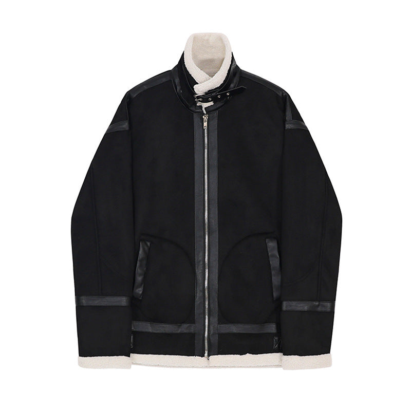 Veste décontractée en laine d'agneau à fermeture éclair pour homme