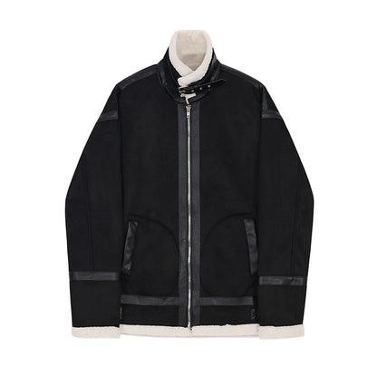 Veste décontractée en laine d'agneau à fermeture éclair pour homme