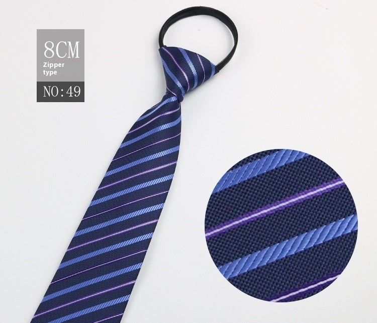 Black Men's Tie Striped Blue Business Tie Lazy Zip Tie In Stock Wholesale Pull Peels - ARCHSHOPE