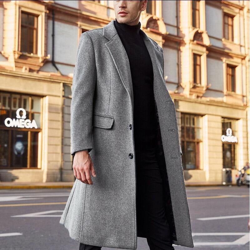 Men's Long Trench Coat Woolen Coat - ARCHSHOPE