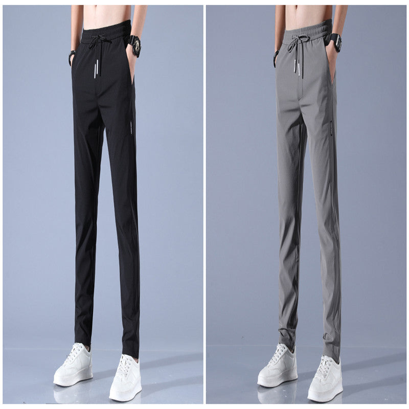 Ice Silk Pants Herren Sommer Dünne Freizeithose Lose Gerade Atmungsaktiv