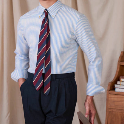 Chemise à manches longues en coton, coupe slim, rayée, respirante, décontractée, pour le travail