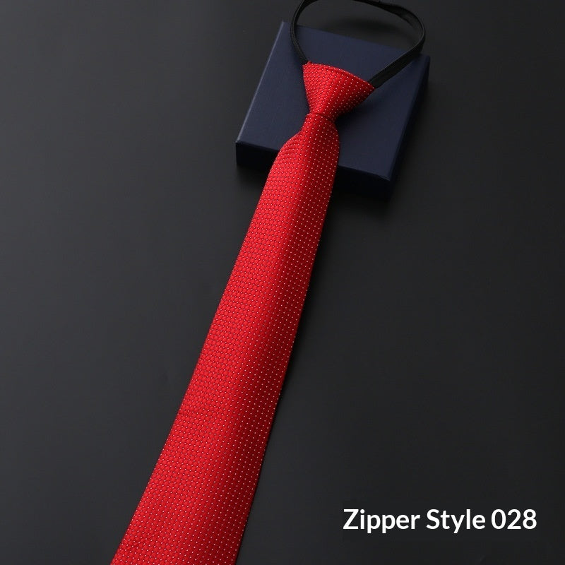 Mens Business Formal Zipper Tie With Blue Stripes - ARCHSHOPE