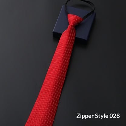 Mens Business Formal Zipper Tie With Blue Stripes - ARCHSHOPE