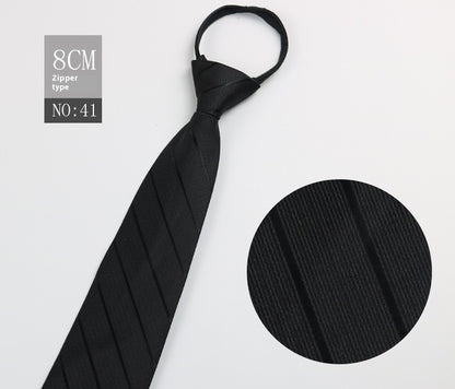 Black Men's Tie Striped Blue Business Tie Lazy Zip Tie In Stock Wholesale Pull Peels - ARCHSHOPE