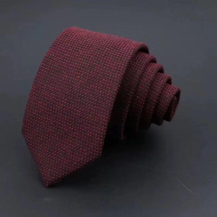 Thickened Sanded Fabric Hand Hit Men's Business Fashion Striped Solid Color Tie Cotton Formal Wear - ARCHSHOPE