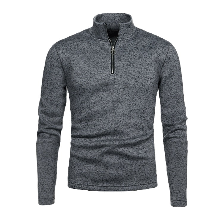 Winter Herren Pullover Knopfleiste Reißverschluss Design Volltonfarbe