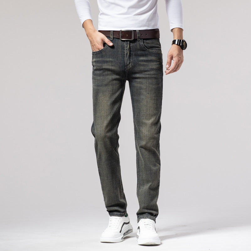 Herren Straight Stretch Slim Retro Running Volumen Vielseitige Retro Herren Lange Jeans
