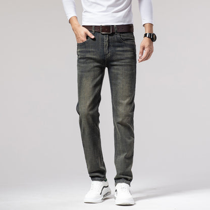 Herren Straight Stretch Slim Retro Running Volumen Vielseitige Retro Herren Lange Jeans