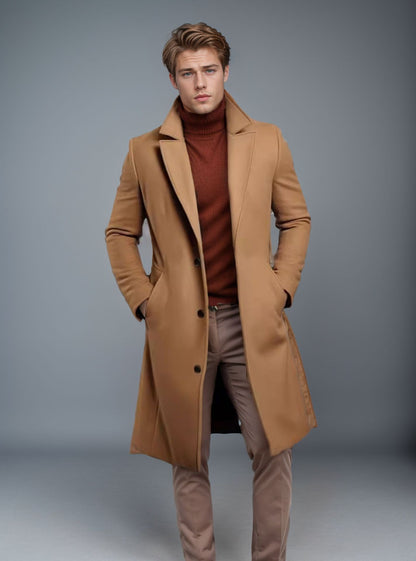 Woolen Men's Mid-length Trench Coat - ARCHSHOPE