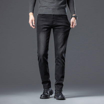 Jean molletonné rembourré pour homme, coupe droite, slim, élastique, épais
