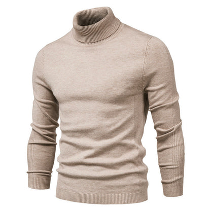 Men's Solid Color Slim Pullover Turtleneck Sweater Winter Casual Tops Clothing - ARCHSHOPE