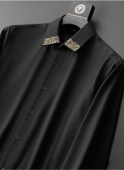 Chemise ample surdimensionnée à col brodé haut de gamme de produits européens de luxe légers de printemps