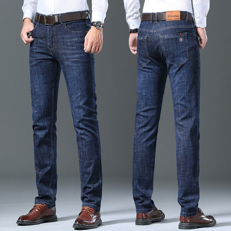 Jeans Herren Straight Loose Casual Pants Fleece-gefütterte, verdickte Herrenhose
