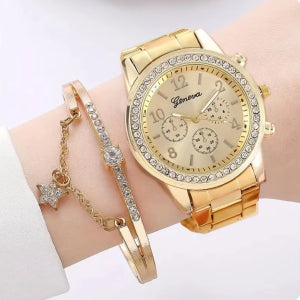 Geneva Watch Mens Diamond alloy three eye movement quartz Mens Watch Watch - ARCHSHOPE