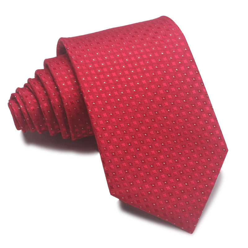8CM Polyester Jacquard Striped Tie Men's Business Formal Red Black Blue - ARCHSHOPE