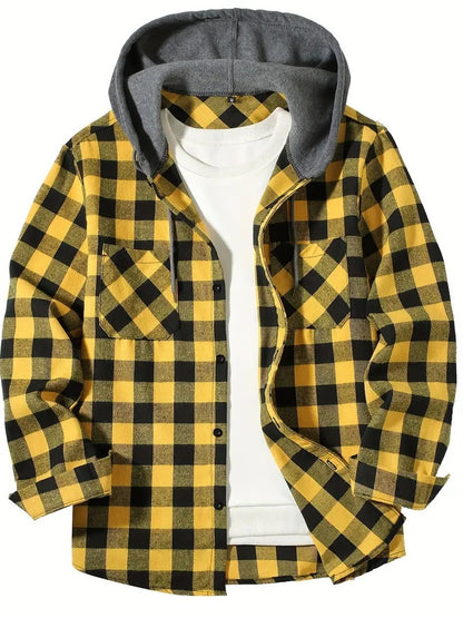 Chemise à capuche à carreaux pour homme