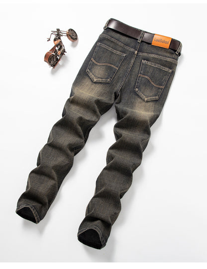 Herren Straight Stretch Slim Retro Running Volumen Vielseitige Retro Herren Lange Jeans