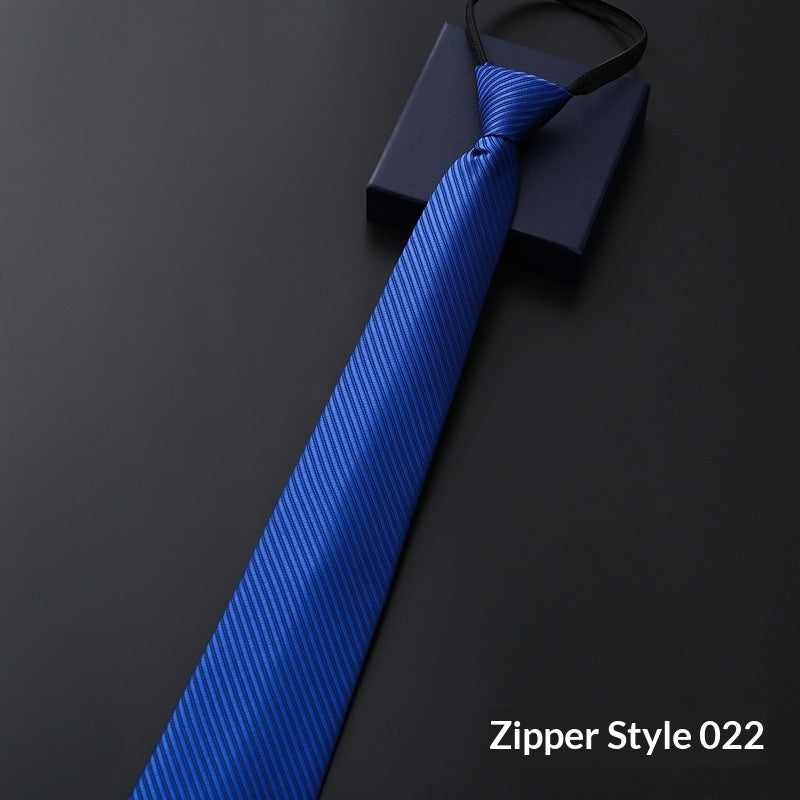 Mens Business Formal Zipper Tie With Blue Stripes - ARCHSHOPE