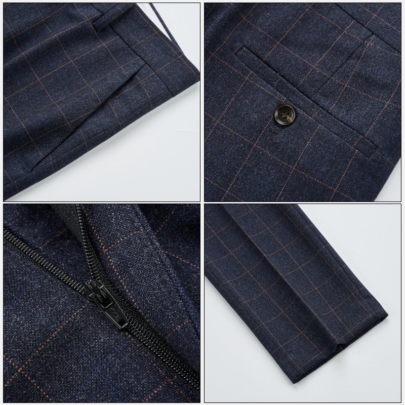 Herren Plaid High-End-Anzughose Korean Slim Straight Casual Pants