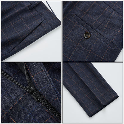 Herren Plaid High-End-Anzughose Korean Slim Straight Casual Pants