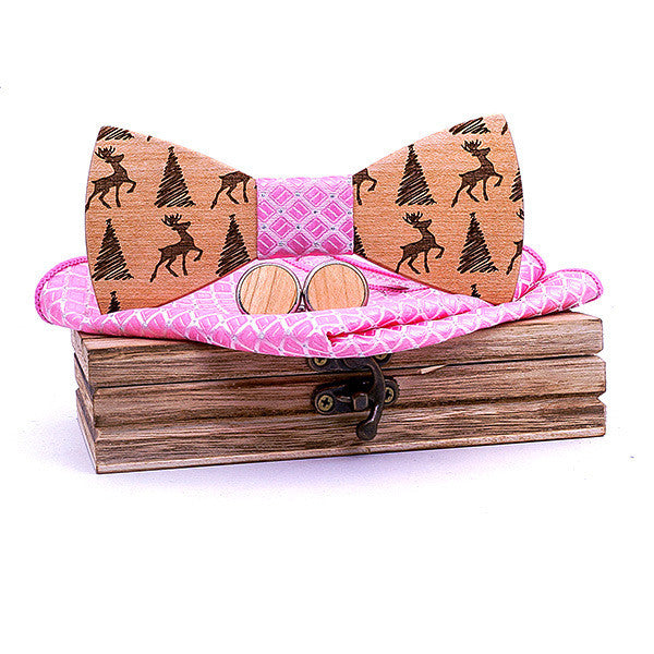 Christmas gift elk design wooden bow tie - ARCHSHOPE