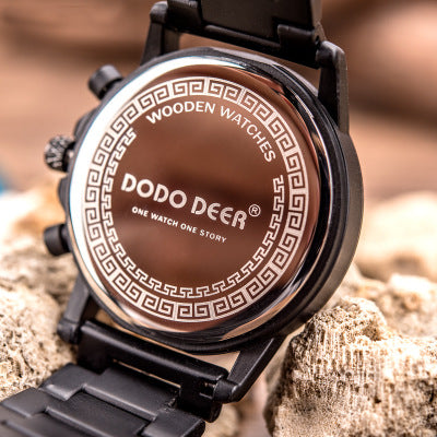Csutomize Engrave logo Wood Watches for Mens DODO DEER Timer Luxury Chronograph Wristwatch Male Wriswatch Auto Date - ARCHSHOPE