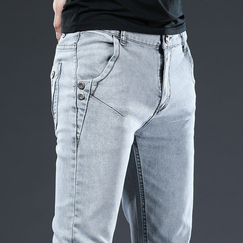 Jeans Herren Slim Fit Stretch Skinny Hose im koreanischen Stil
