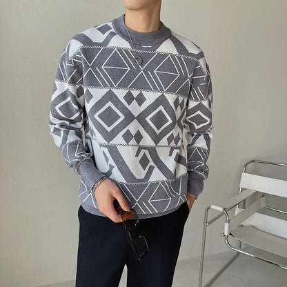 Südkorea Licht Reifung Wind männer Geometrische Jacquard Trend