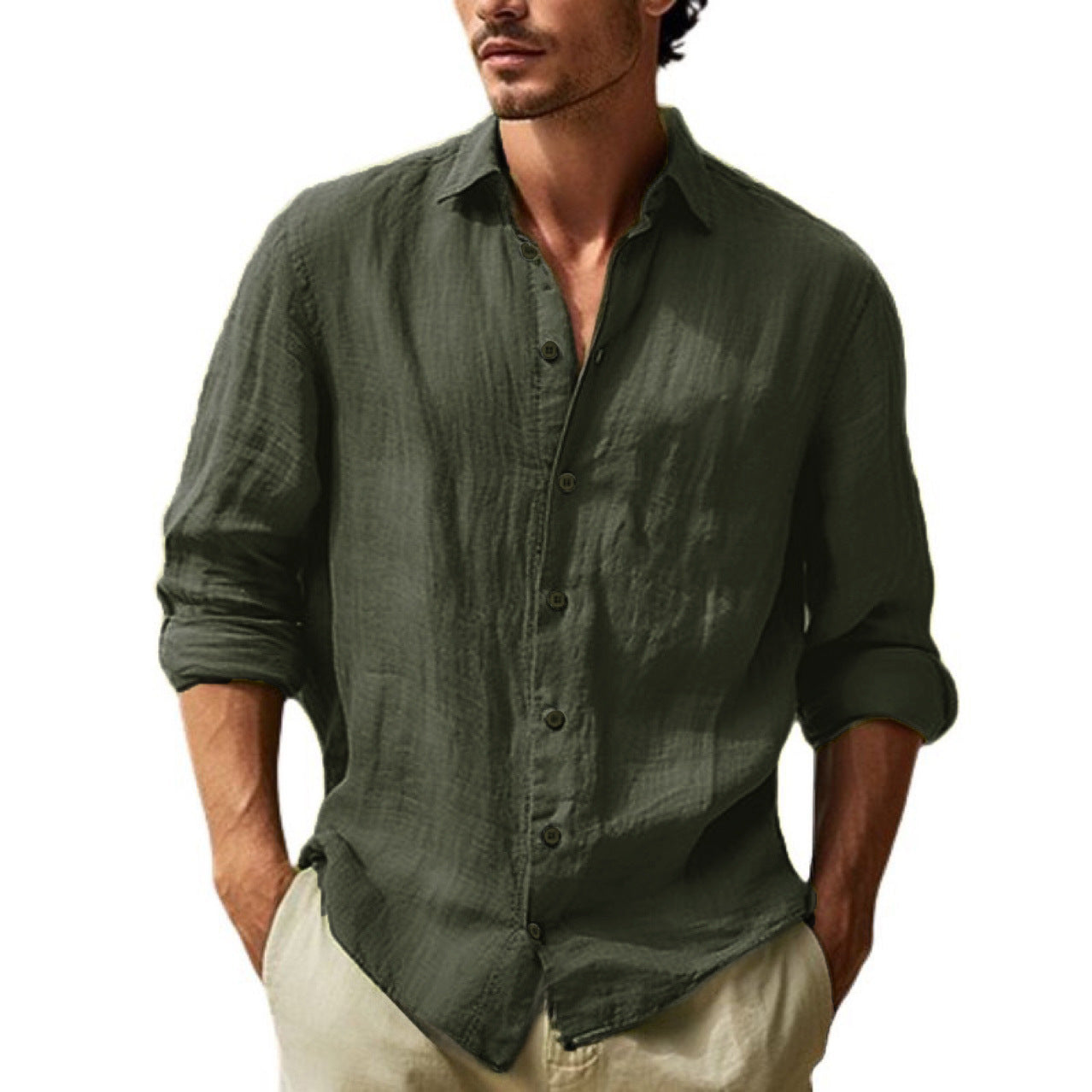 Men's Casual Solid Color Plus Size Shirt - ARCHSHOPE