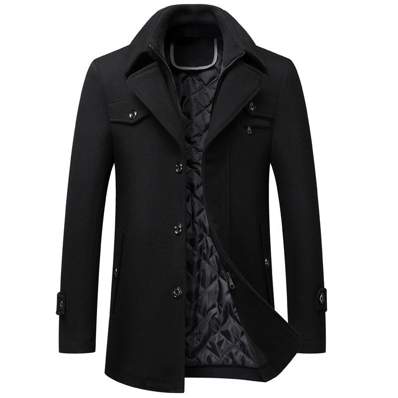 Herren Wollmantel mit dicker Wollmischung