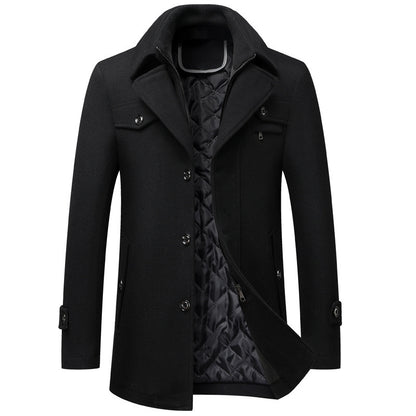 Herren Wollmantel mit dicker Wollmischung