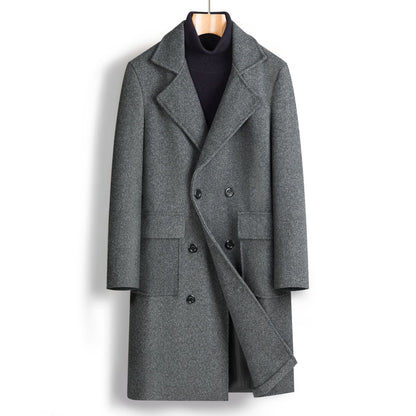 Manteau mi-long croisé pour homme automne-hiver