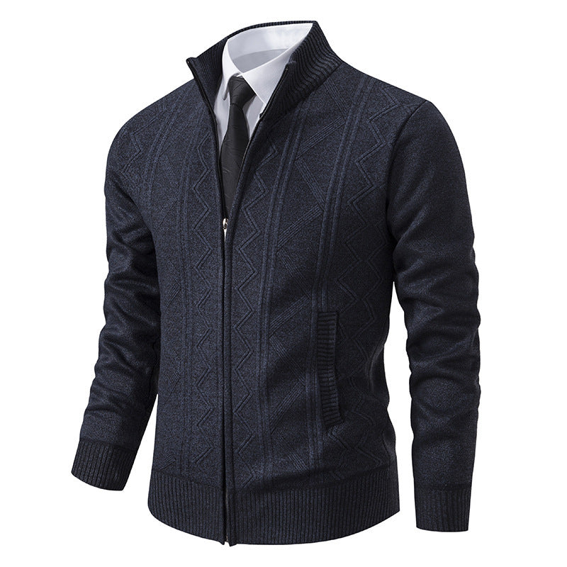Herbst Winter Männer Wollpullover Herren Strickjacke Mantel Stehkragen