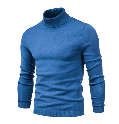 Men's Solid Color Slim Pullover Turtleneck Sweater Winter Casual Tops Clothing - ARCHSHOPE