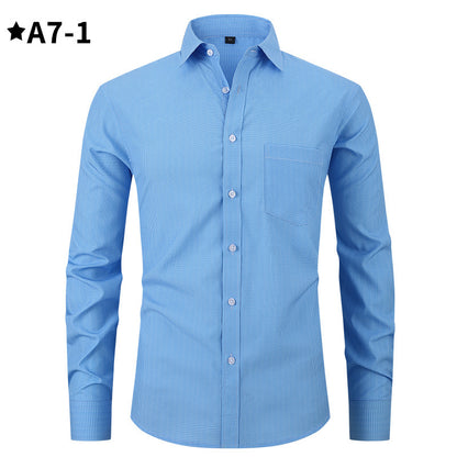 Chemise à carreaux à col polo de couleur unie pour homme