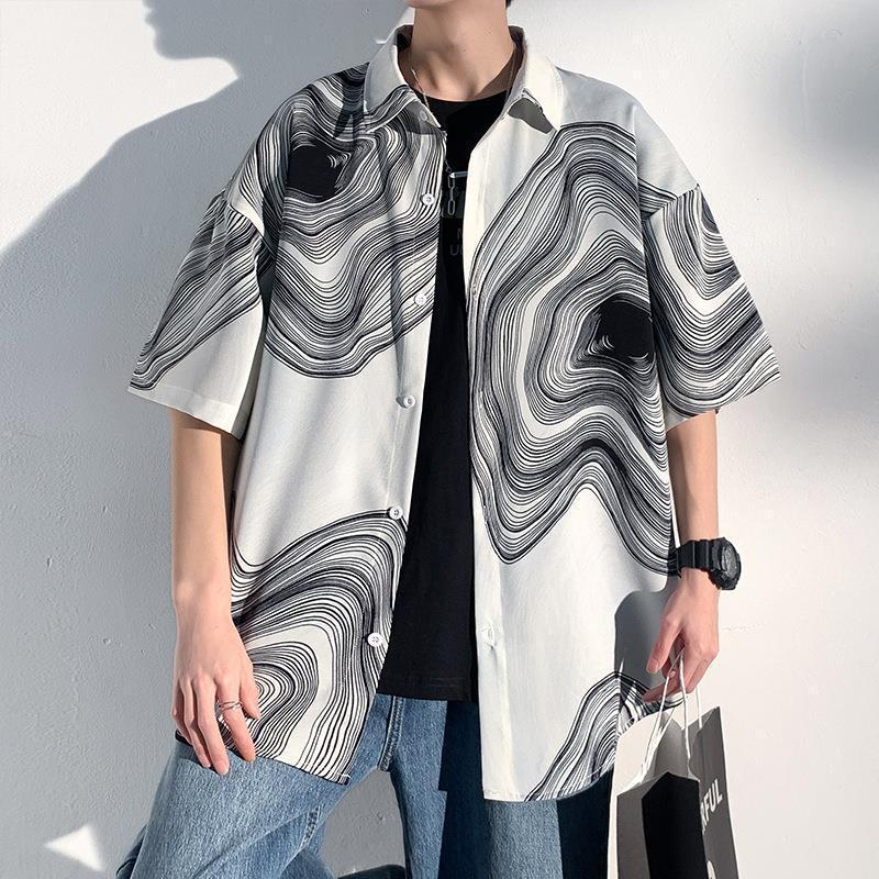 Chemise d'été pour homme, style Hong Kong, tendance, manches courtes