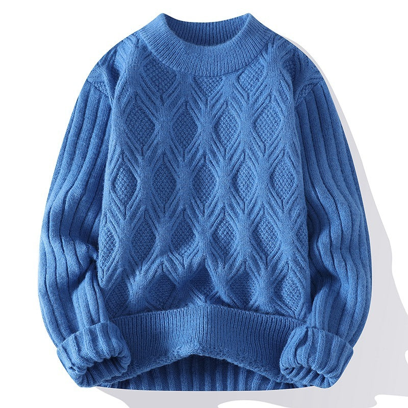 Lässiger, einfarbiger, gedrehter Pullover für Herren