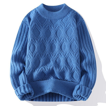 Lässiger, einfarbiger, gedrehter Pullover für Herren