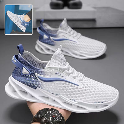 Herren Schnür-Sneakers Mesh Sportschuhe Mode Hohlsohle Low Top Laufschuhe