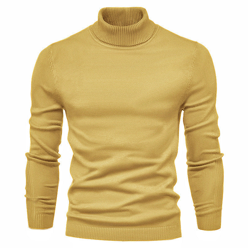 Men's Solid Color Slim Pullover Turtleneck Sweater Winter Casual Tops Clothing - ARCHSHOPE