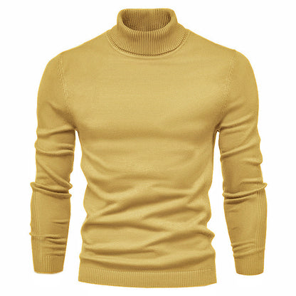 Men's Solid Color Slim Pullover Turtleneck Sweater Winter Casual Tops Clothing - ARCHSHOPE