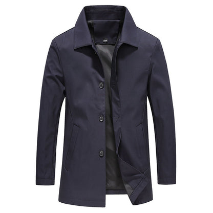 Veste d'affaires à col polo pour homme, couleur unie, manteau léger à boutons courts, automne-hiver
