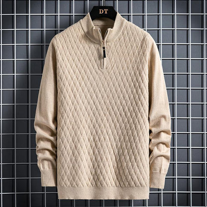 Herbst Winter Herren Half Zip Pullover Diamond Lattice Pullover