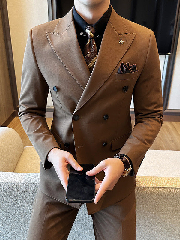 Zweireihiger Business-Slim-Fit-Freizeitanzug