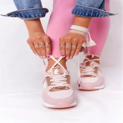 Plus Size Casual Platform Dad Shoes Lace-up Wedge Sports Women - ARCHSHOPE