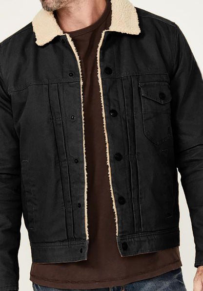 Herren Mantel Fleece Gefüttert Mantel Pelz Kragen Einreihig Multi-tasche
