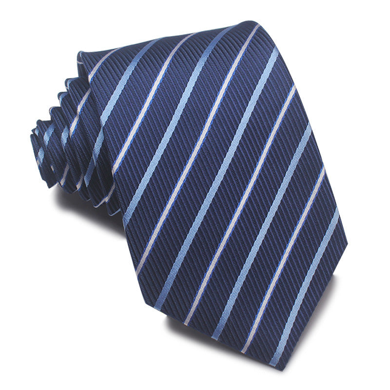 8CM Polyester Jacquard Striped Tie Men's Business Formal Red Black Blue - ARCHSHOPE